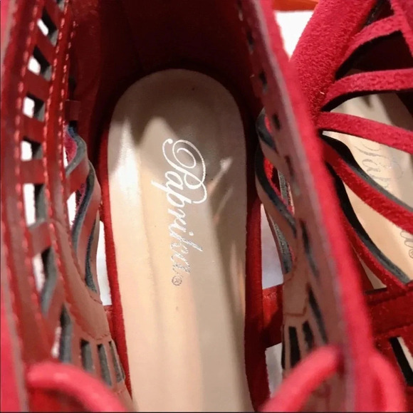 Paprika 2 Pairs Laser Cut Detail Lace up Heels Size 8.5 
Approx 4” heel - Picture 2 of 15